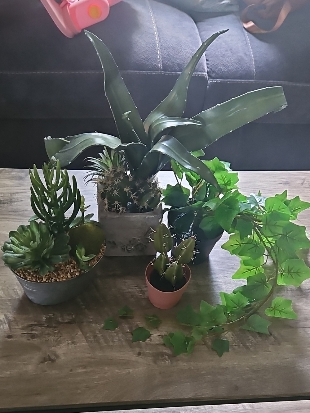 Artificial Green Succulent and Ivy Faux Floral Arrangement